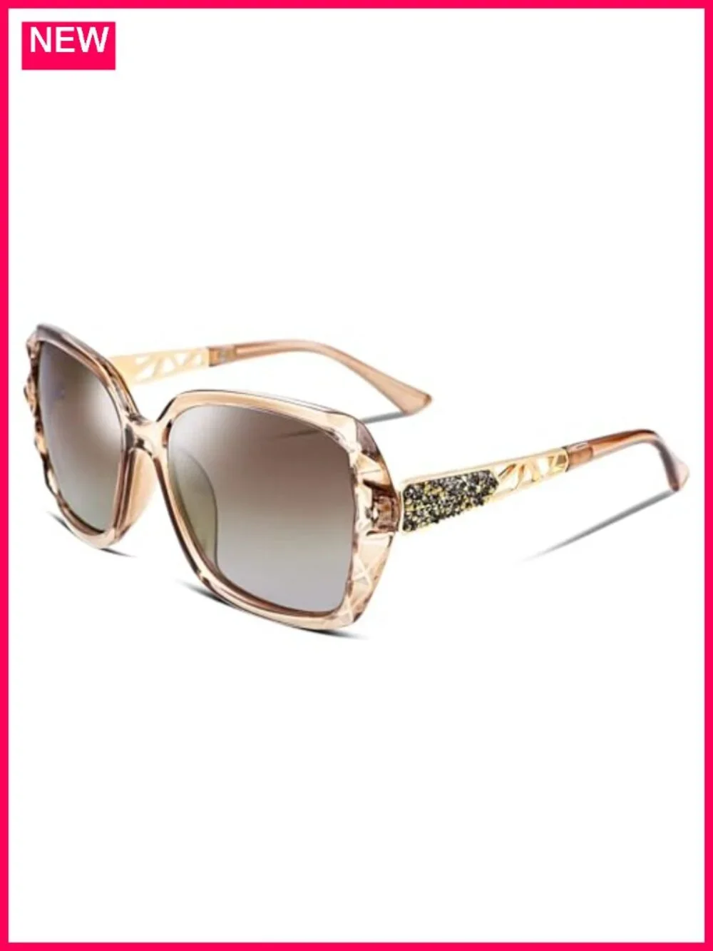FEISEDY Square Sunglasses Polarized UV400 Oversized Sparkling Composite Frame